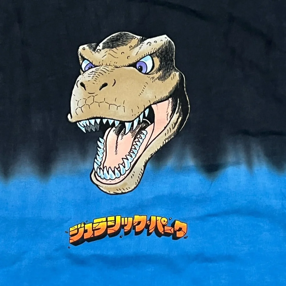 Universal studios Jurassic Park Graphic Tee shirt top‎ black blue dinosaur 2XL